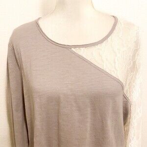SUNDANCE Gray Lace Long Sleeve Top Size XL